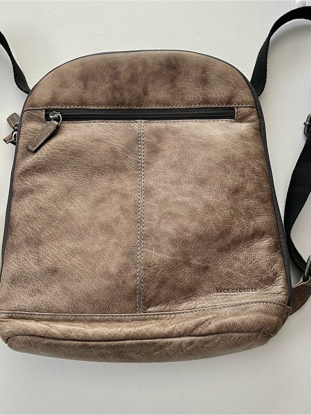 Jack Georges Leather Slim Backpack Voyager Series Brown Unisex Convertible Bag